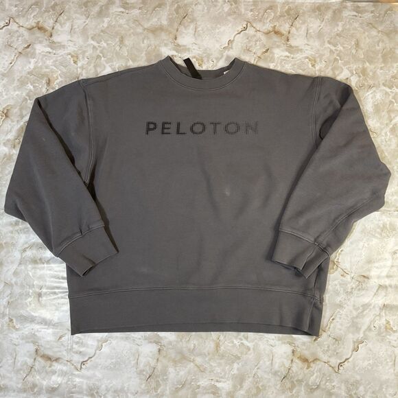 Adidas Peloton Sweatshirt Unisex Large‎ Gray Crewneck Pullover Logo Spell Out - Picture 1 of 9